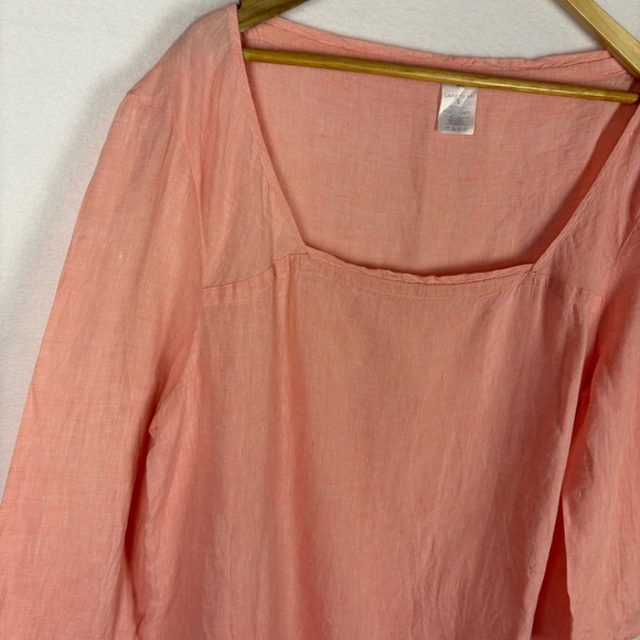 Lands' End 100% Linen Pink Square Neck Blouse Coastal Lagenlook - Picture 4 of 5
